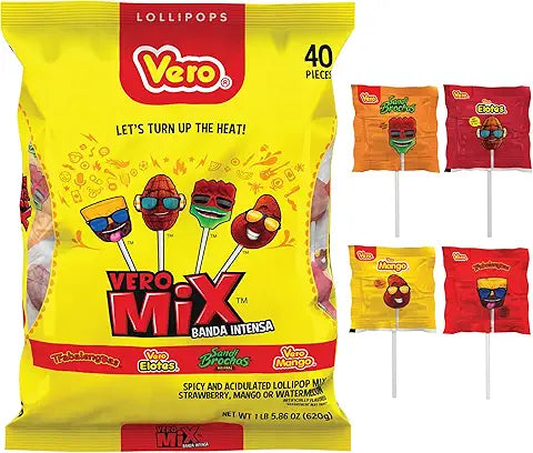 Vero Mix Banda Intensa 40 ct Bag, Chili Flavored Lollipop